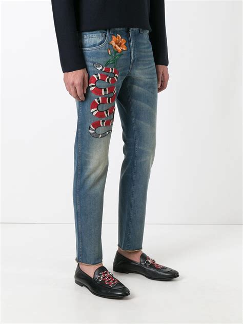 gucci snake pants men|gucci ripped denim jeans.